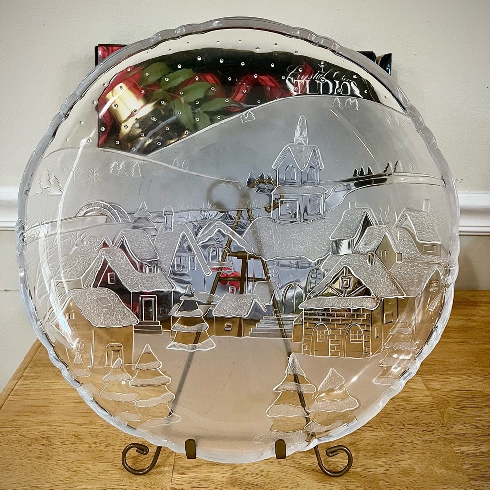 Charming Holiday Village Glass Plate